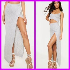 PRETTY LITTLE THING SLIT FRONT KNITTED MAXI SKIRT